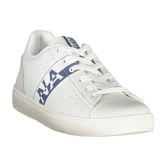 Chic White Lace-Up Sneakers with Logo Accent