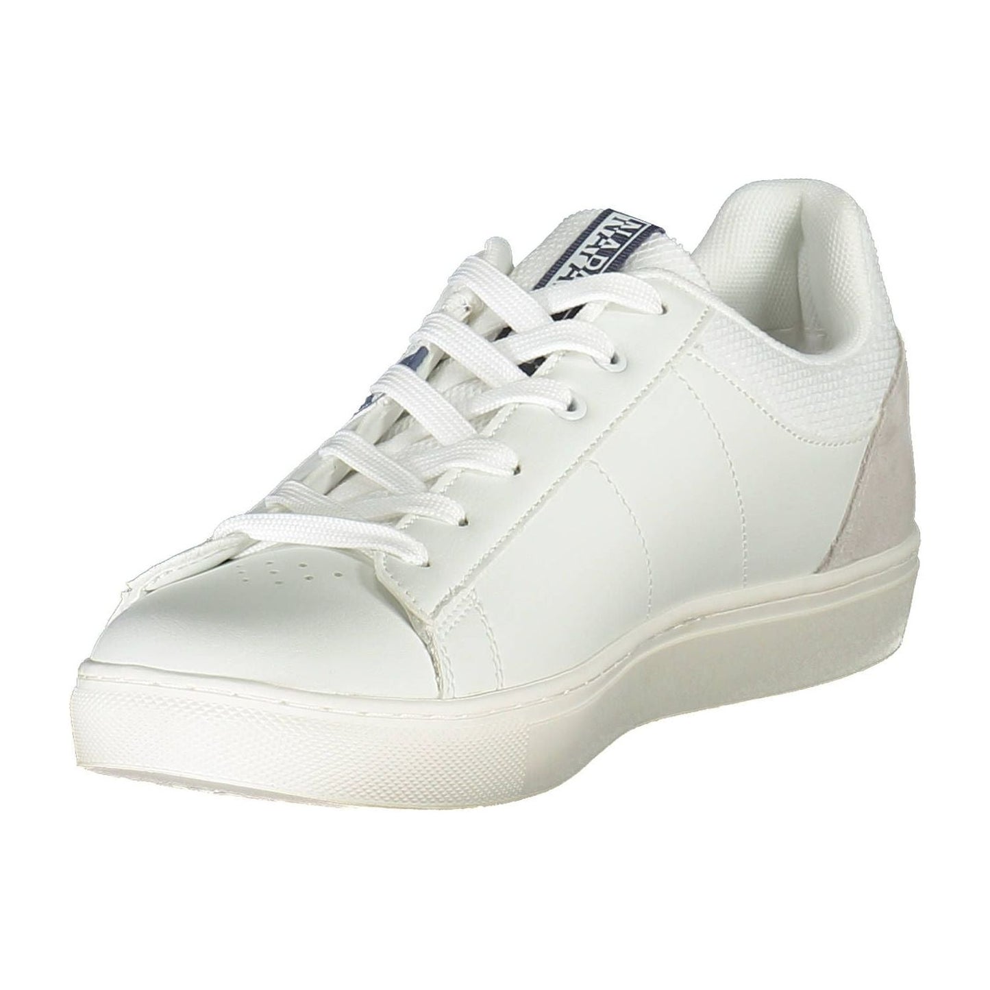 Chic White Lace-Up Sneakers with Logo Accent