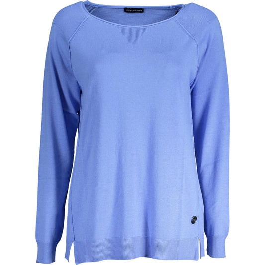 Eco-Chic Light Blue Sweater with Contrasting Accents