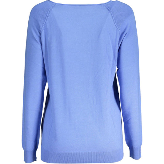 Eco-Chic Light Blue Sweater with Contrasting Accents