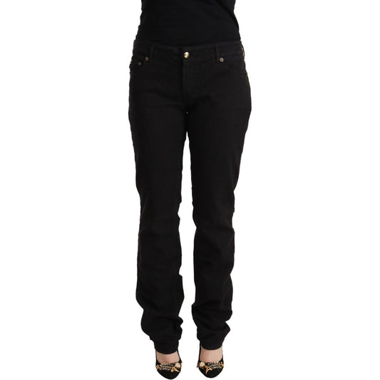 Just Cavalli Sleek Mid-Waist Slim Fit Black Jeans Just Cavalli