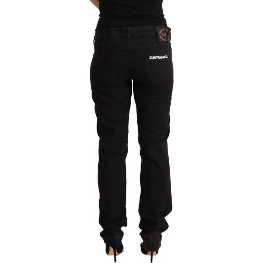 Sleek Mid-Waist Slim Fit Black Jeans