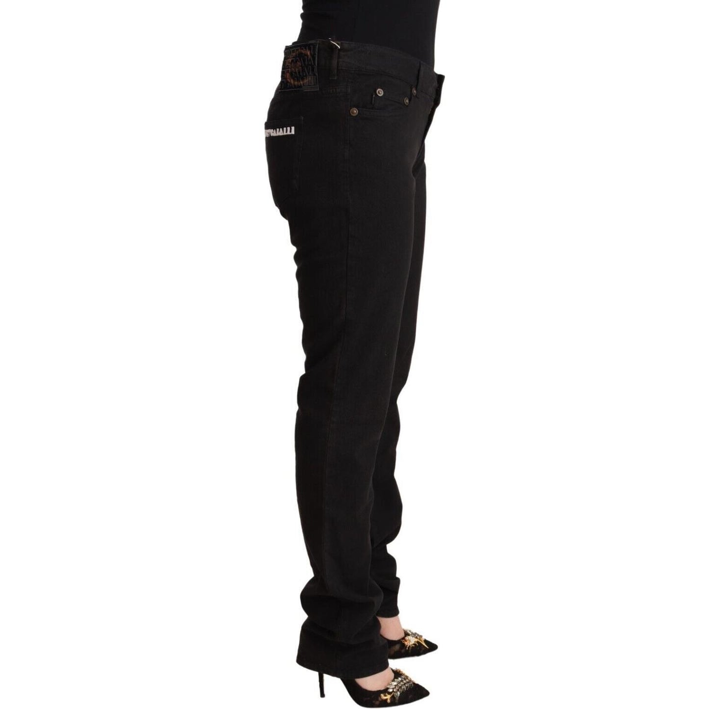 Sleek Mid-Waist Slim Fit Black Jeans