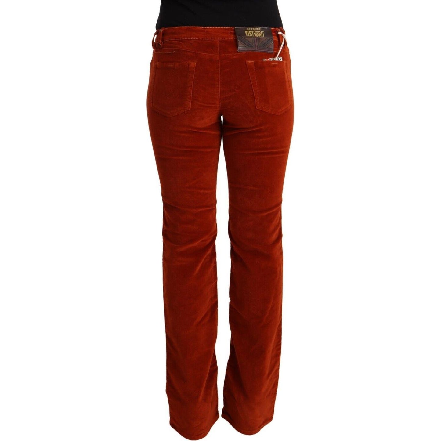 Chic Red Low Waist Straight Cut Jeans