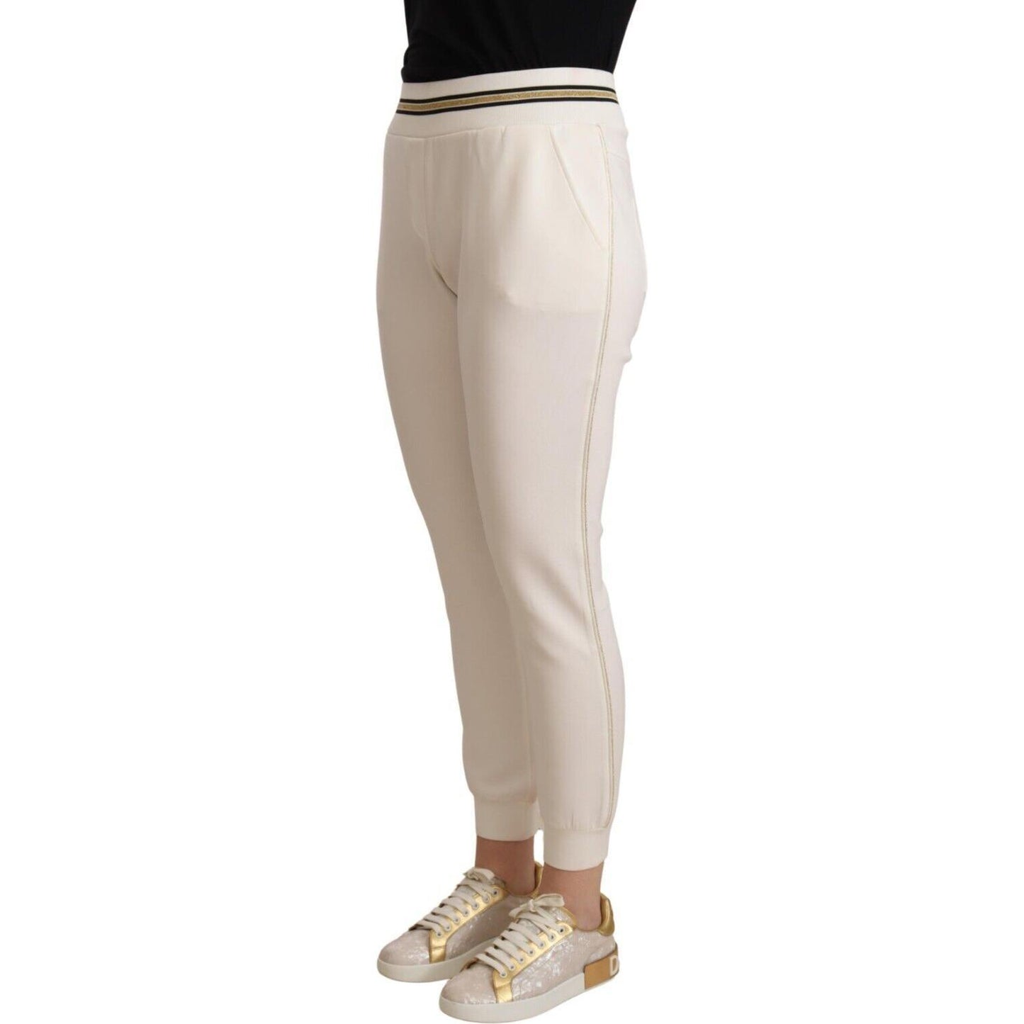 Patrizia Pepe Chic White Mid Waist Jogger Pants Patrizia Pepe