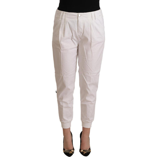 Chic White Tapered Cropped Pants