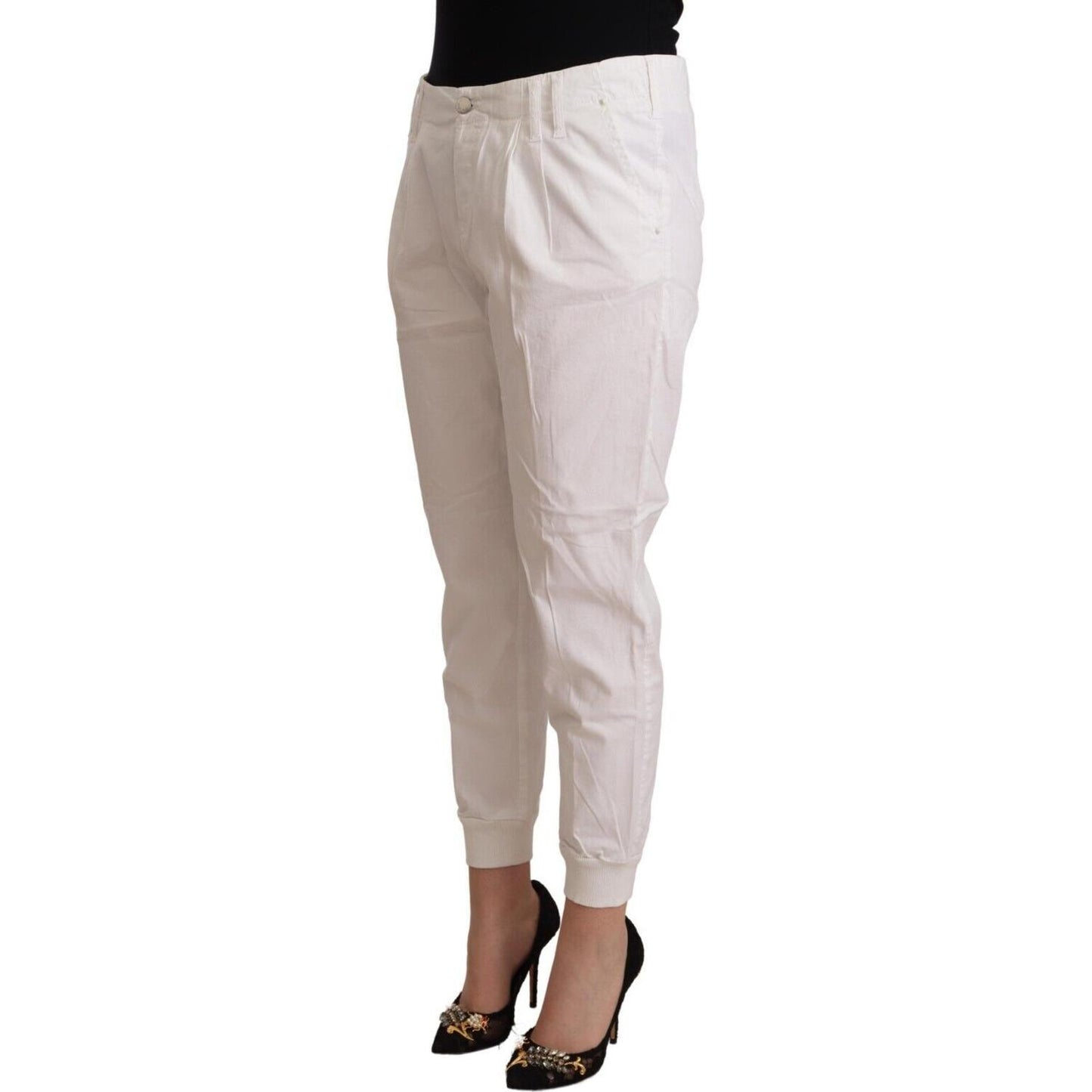 Chic White Tapered Cropped Pants