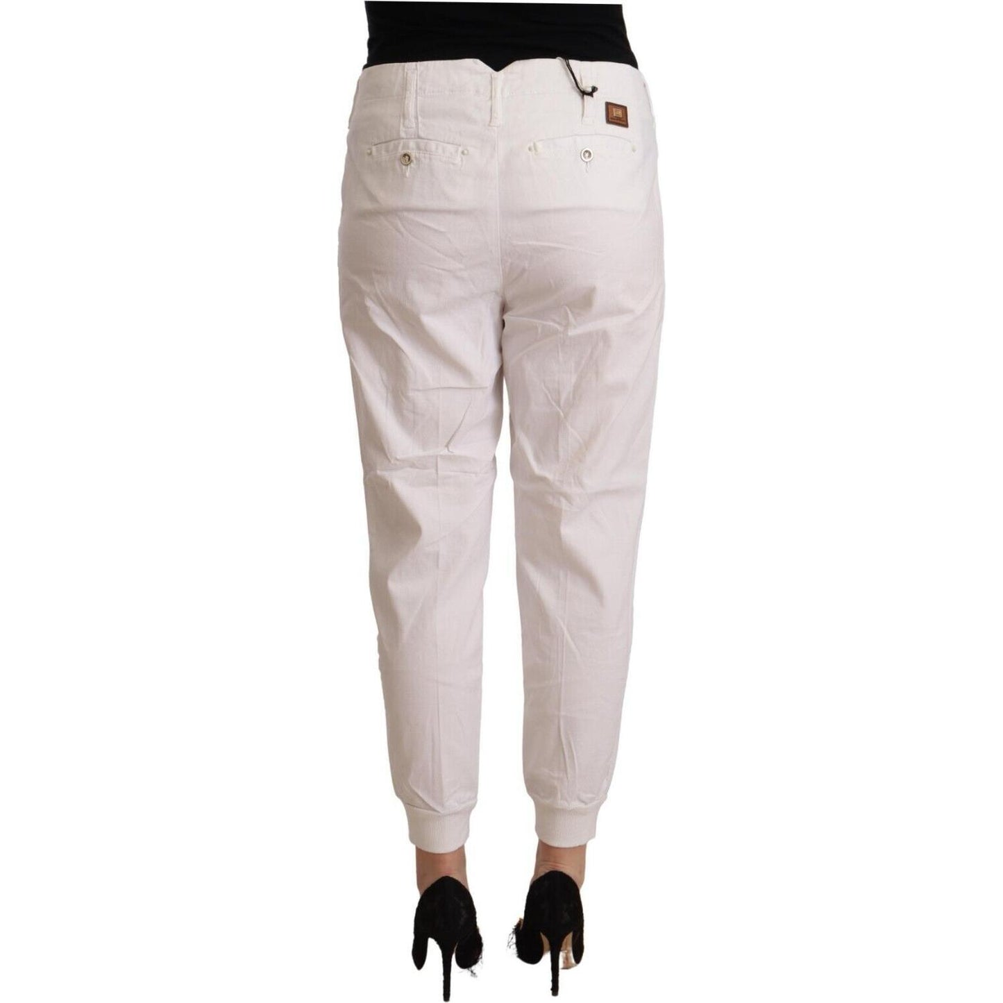 Chic White Tapered Cropped Pants