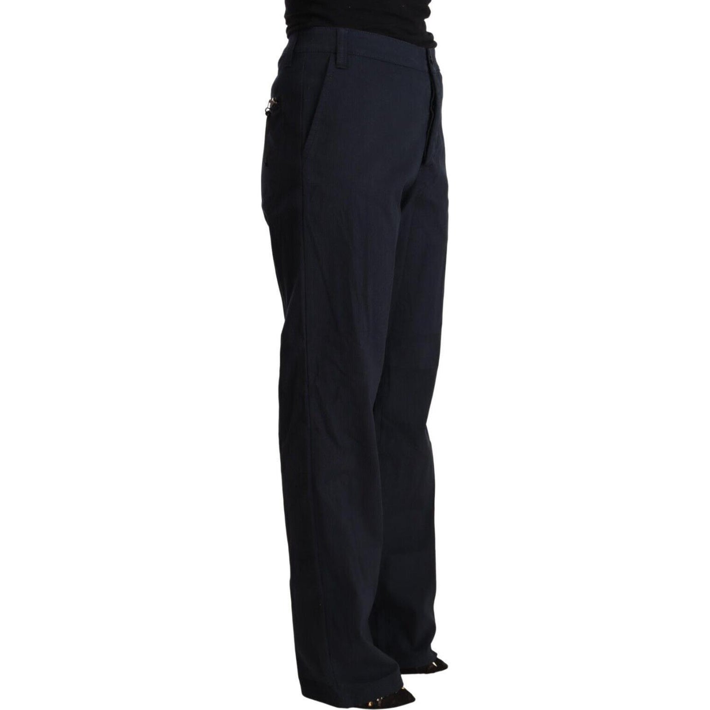 Exte Black High Waist Tapered Cotton Pants