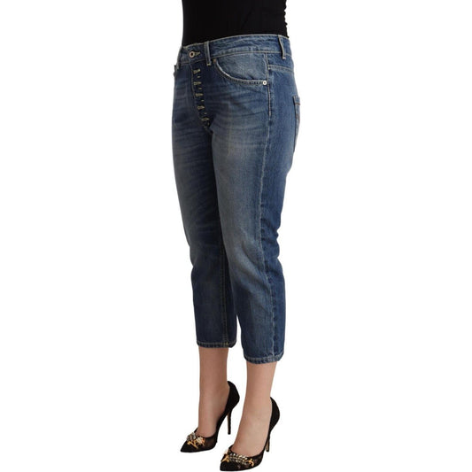 Elegant Mid-Waist Cotton Denim Jeans