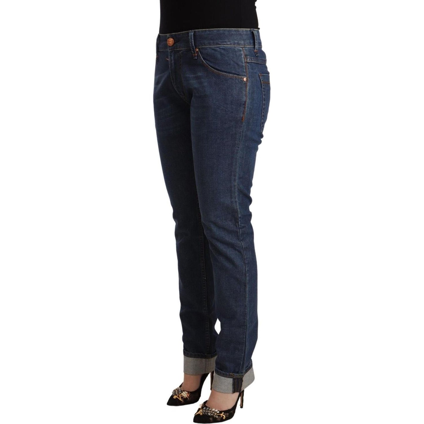 Elegant Mid Waist Skinny Denim