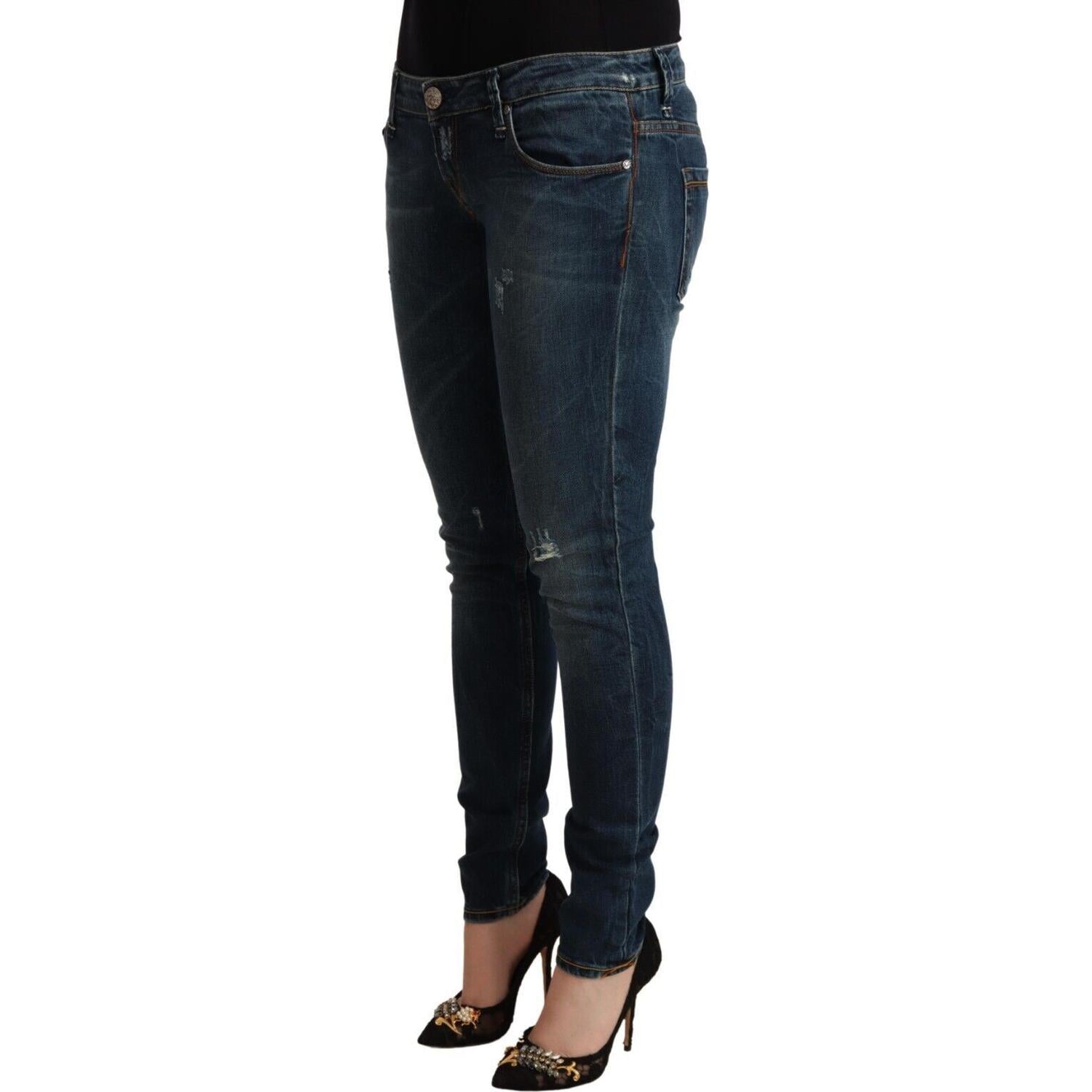 Acht Blue Washed Low Waist Slim Fit Denim Jeans