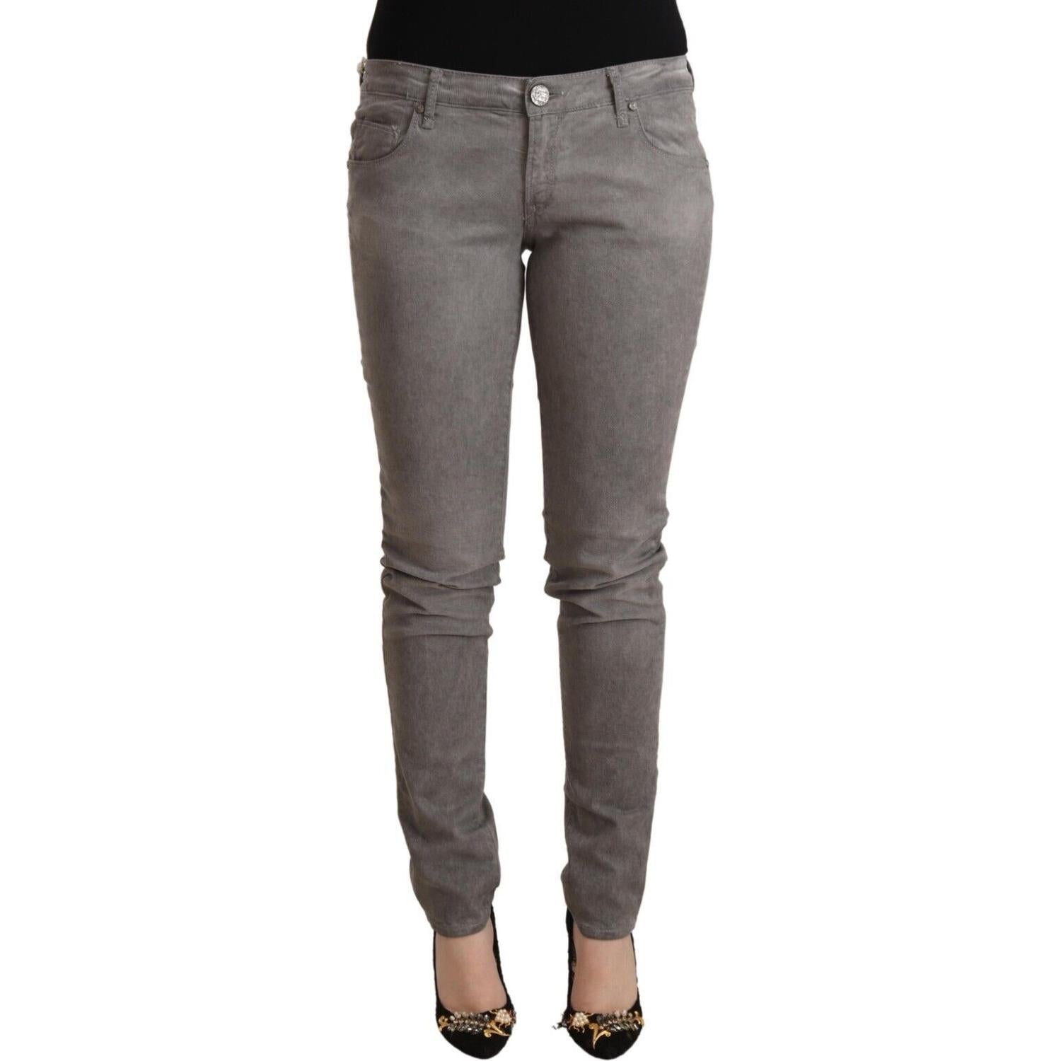 Acht Gray Cotton Low Waist Skinny Push Up Denim Jeans