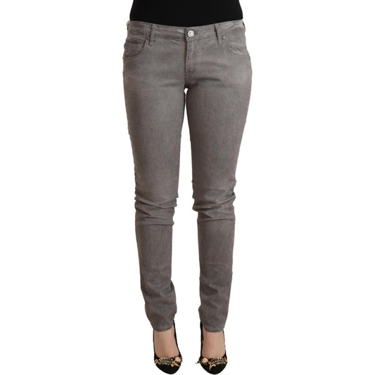 Chic Gray Low Waist Skinny Cotton Jeans