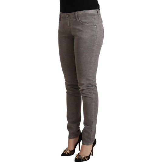 Chic Gray Low Waist Skinny Cotton Jeans