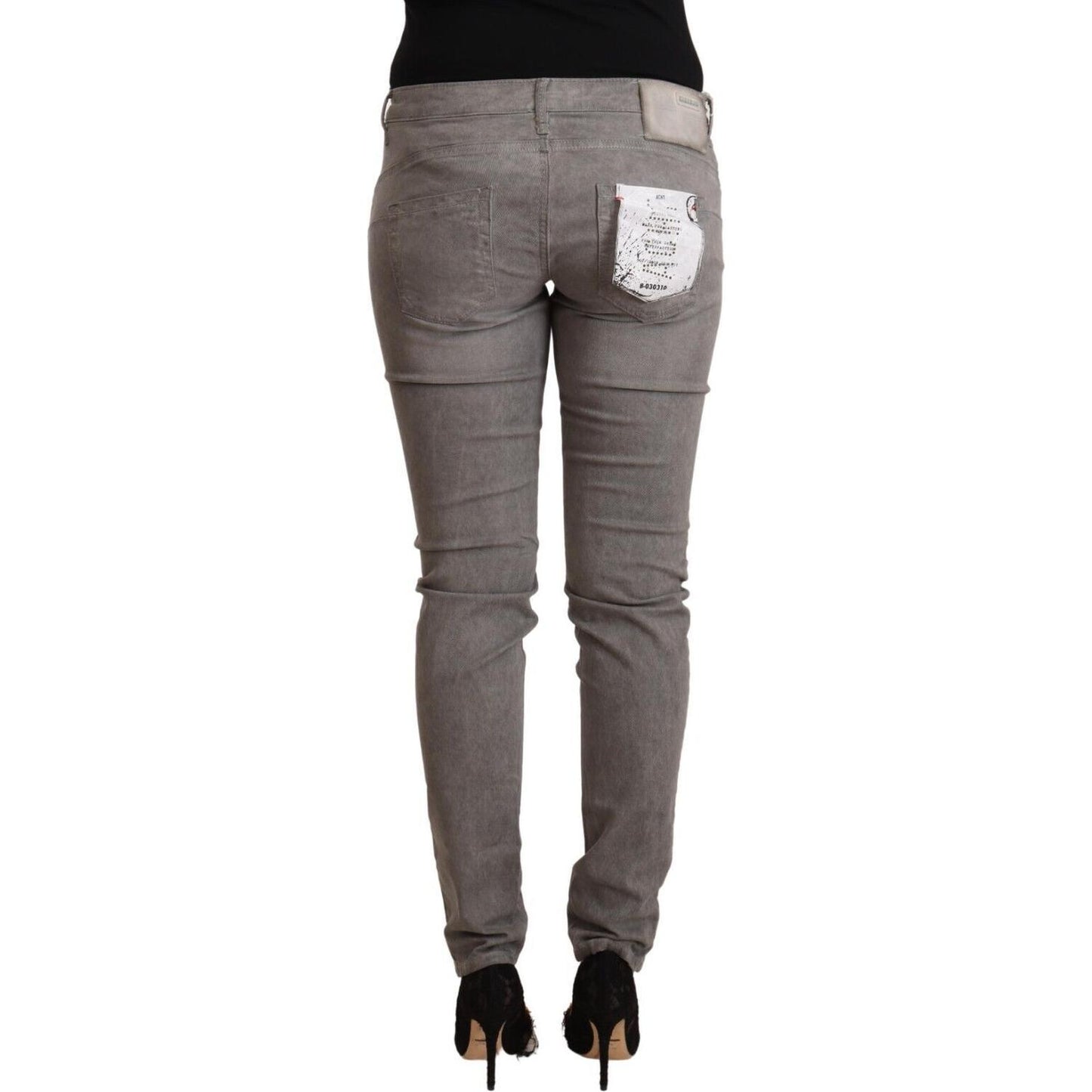 Chic Gray Low Waist Skinny Cotton Jeans