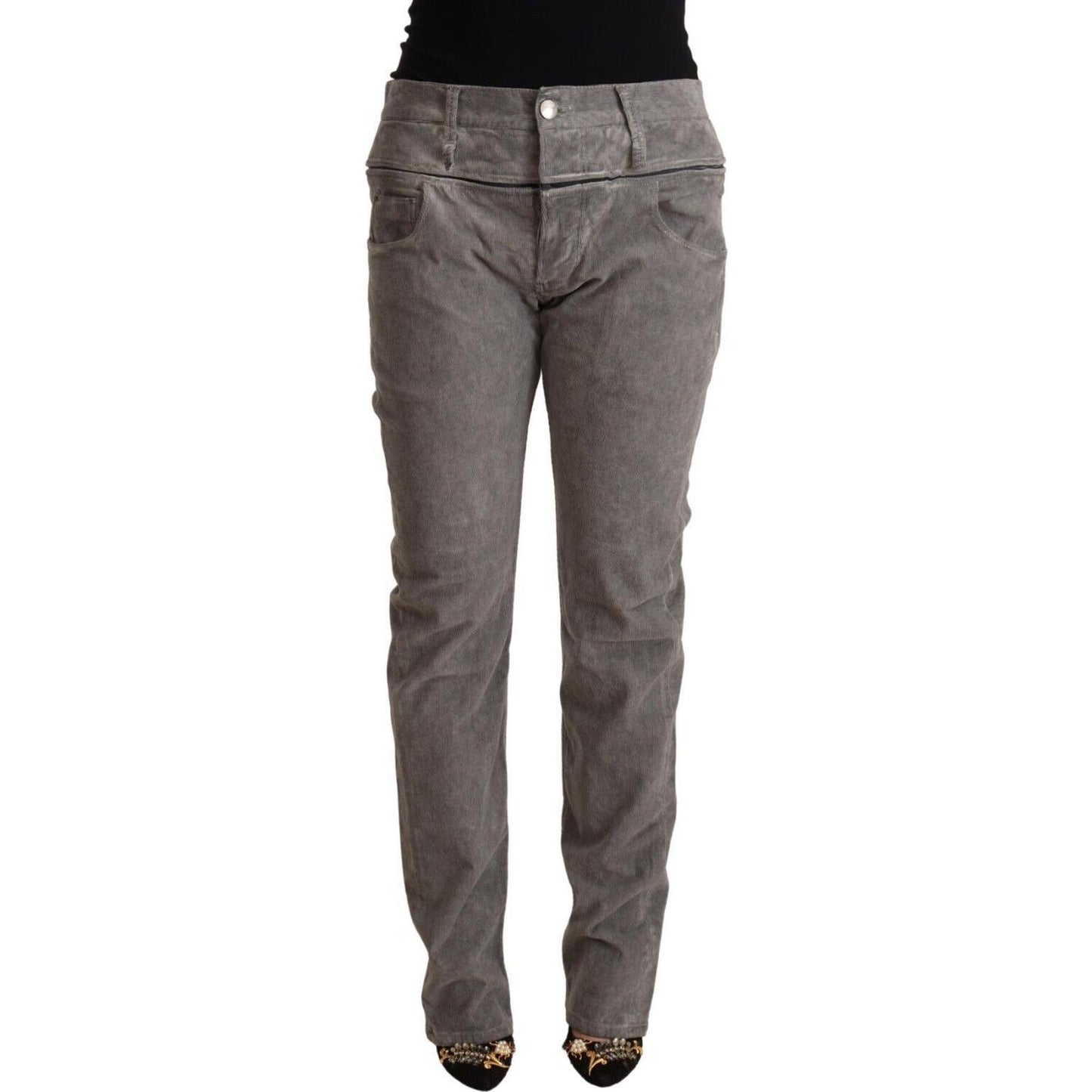 Chic Gray High Waist Straight Fit Jeans