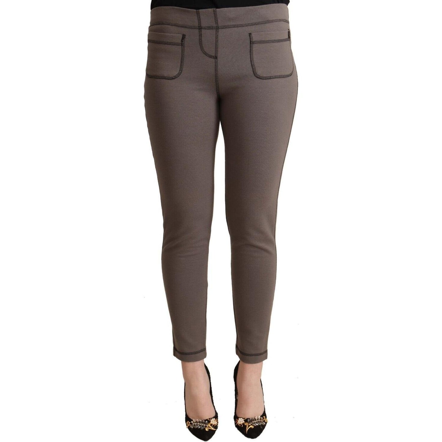 Chic Gray Mid Waist Skinny Pants for Sophisticated Style