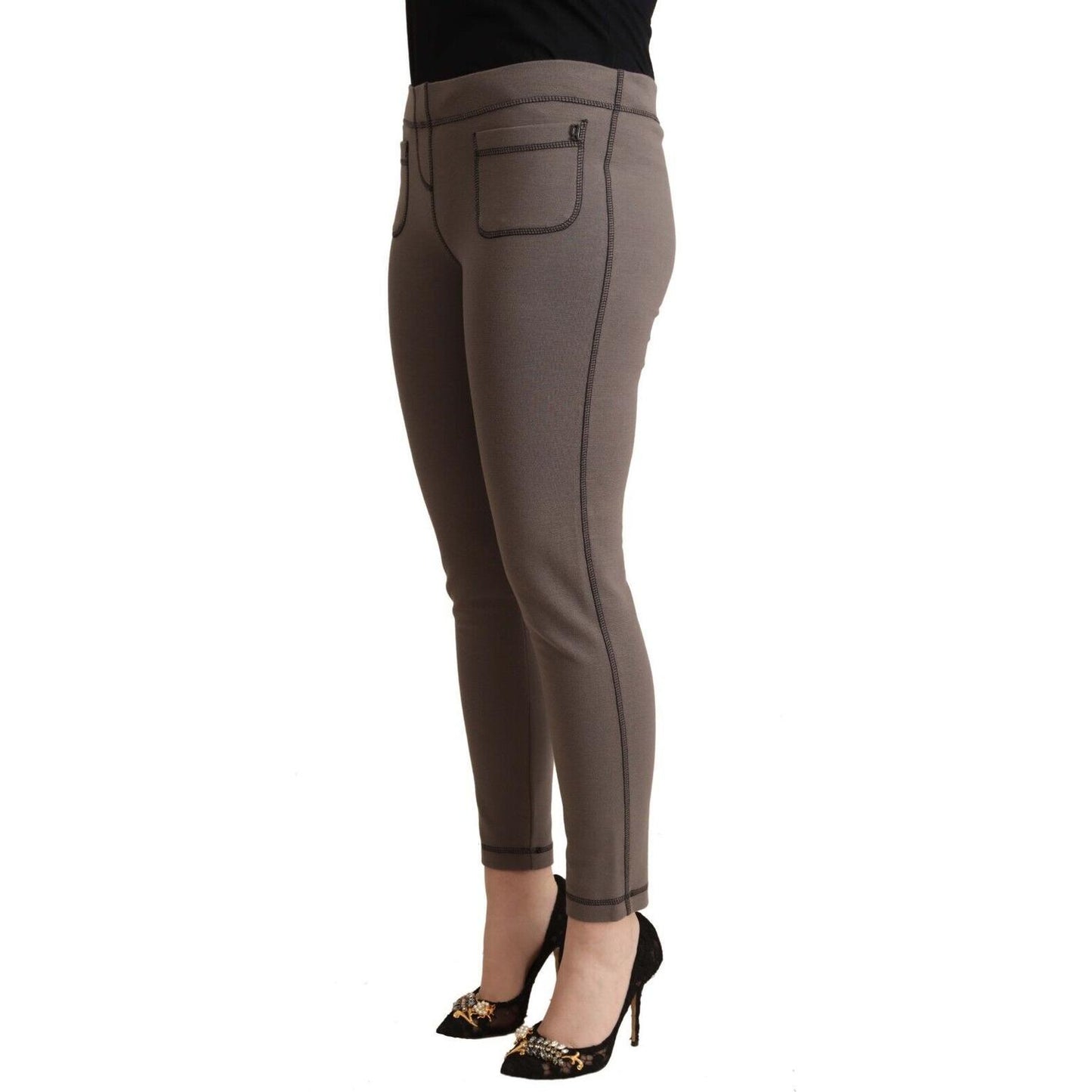 Chic Gray Mid Waist Skinny Pants for Sophisticated Style