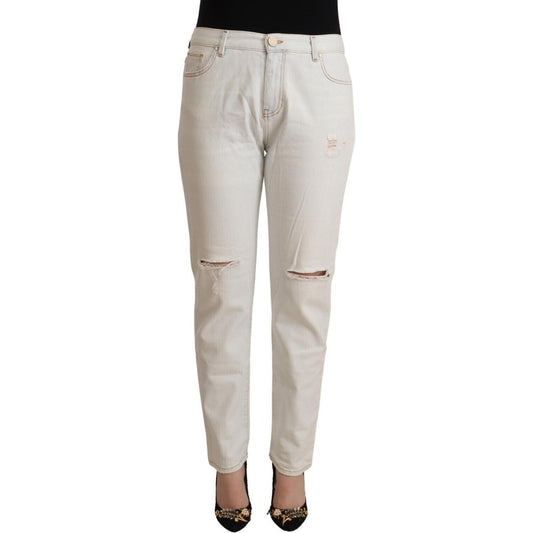 White Mid Waist Skinny Denim Jeans