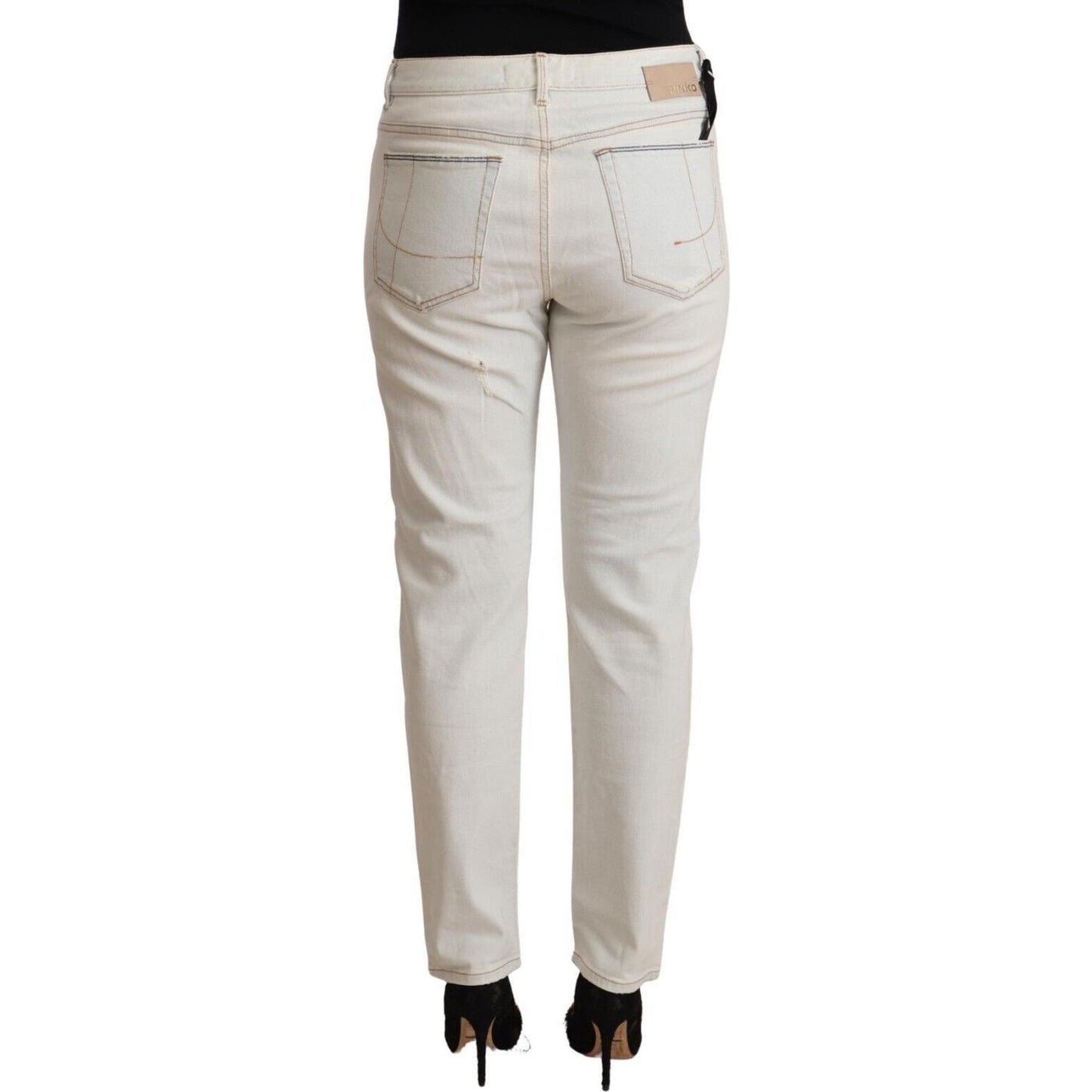 White Mid Waist Skinny Denim Jeans