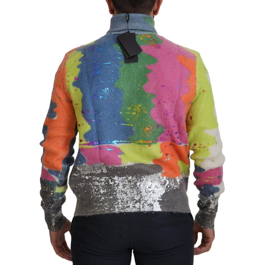 Multicolor Turtleneck TV Motive Sweater