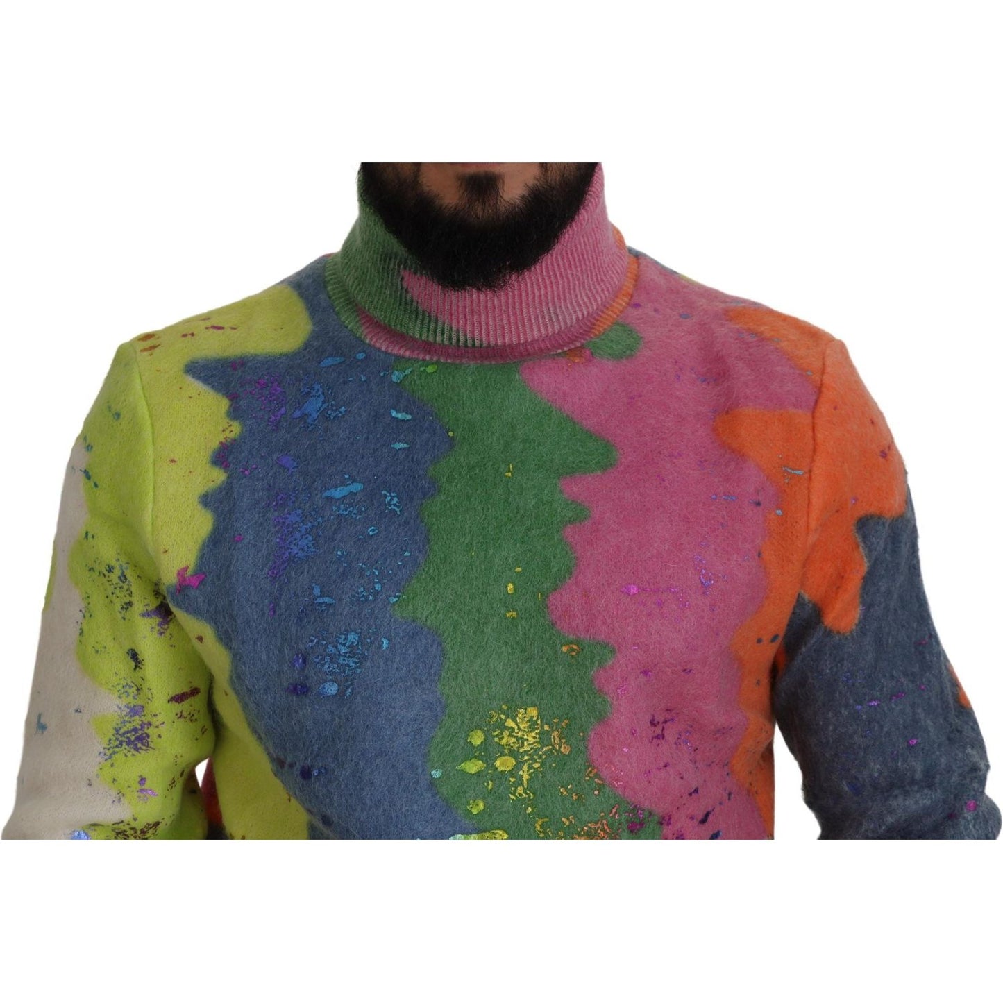 Multicolor Turtleneck TV Motive Sweater