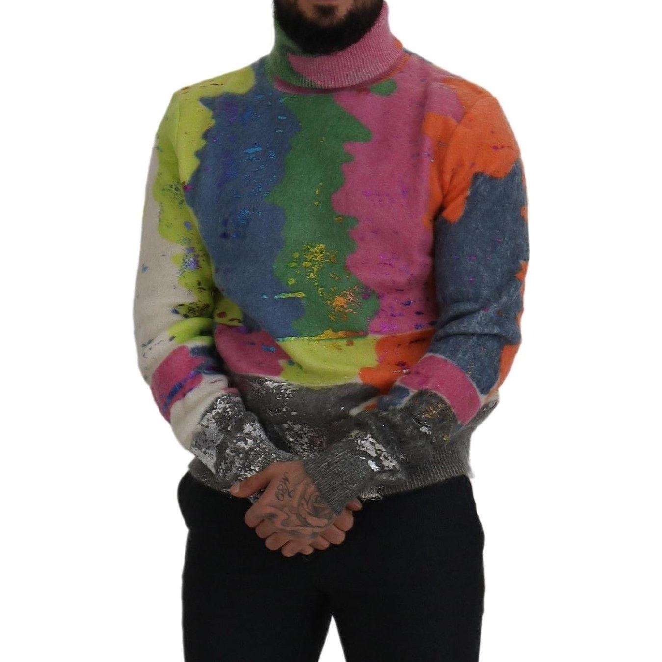 Multicolor Turtleneck TV Motive Sweater