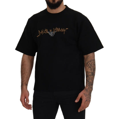 Dolce & Gabbana Black Logo Cotton Crewneck T-shirt