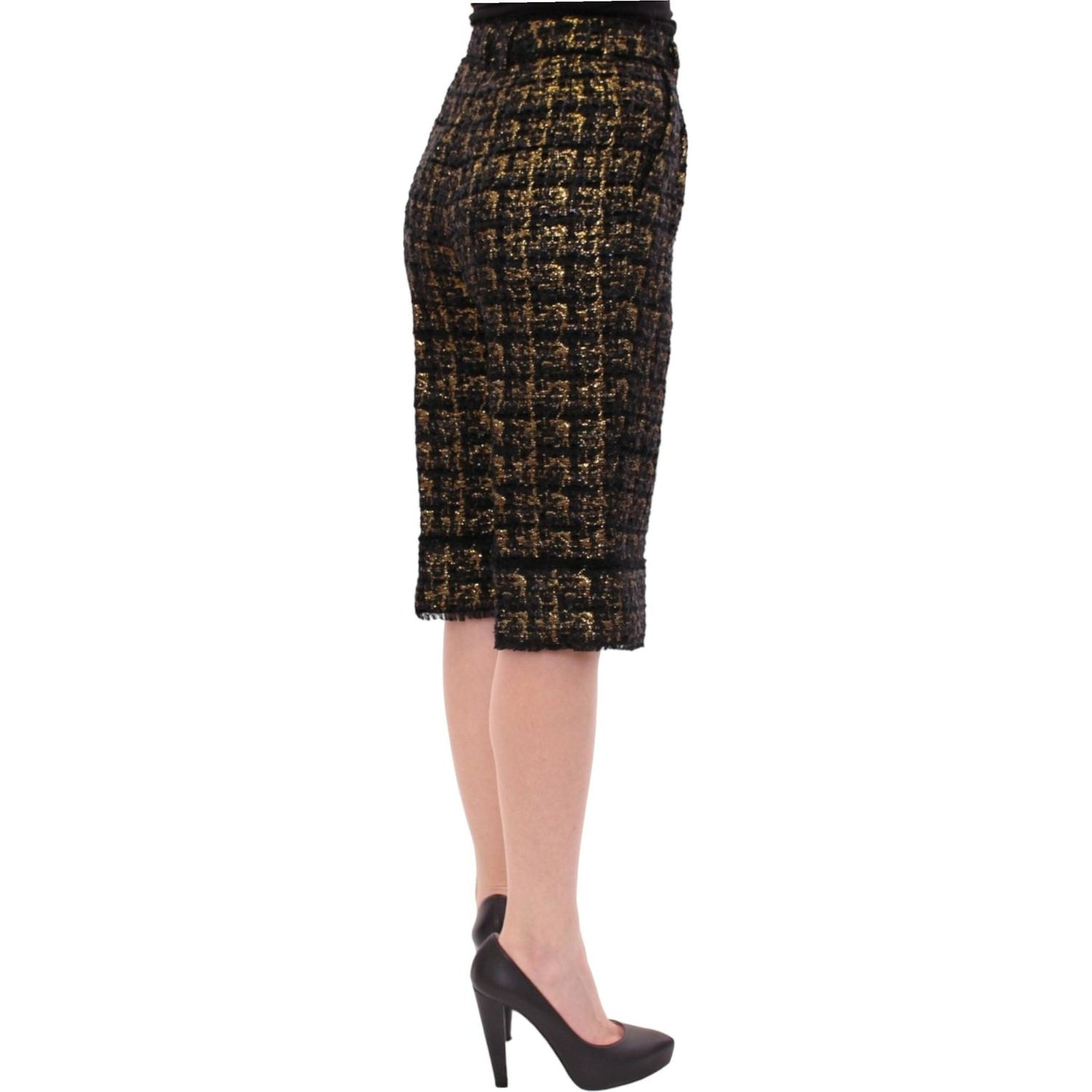 Dolce & Gabbana Elegant Designer Woven Shorts black-fabric-shorts-pants