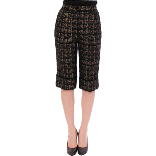 Dolce & Gabbana Elegant Designer Woven Shorts black-fabric-shorts-pants