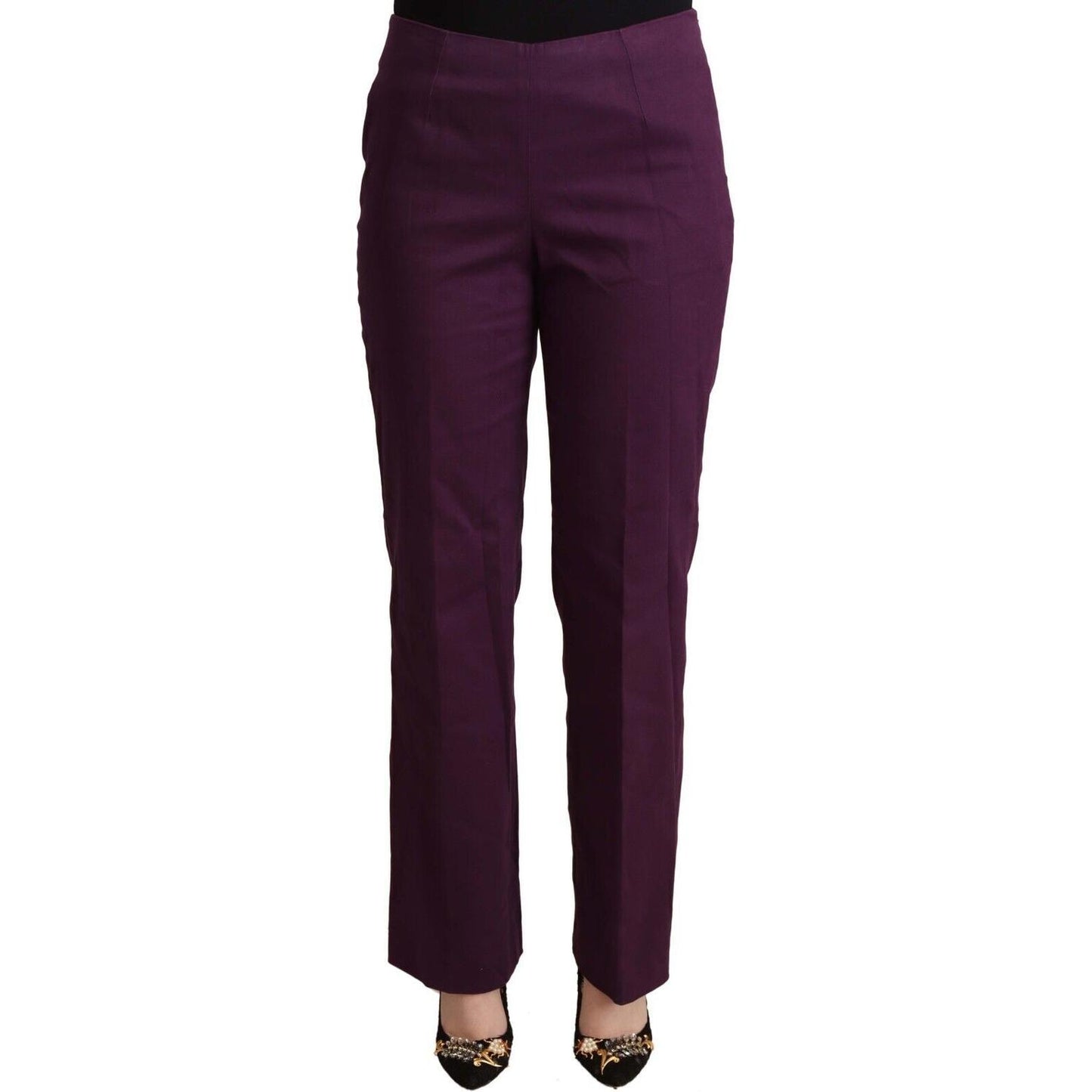 Elegant Violet High Waist Tapered Pants