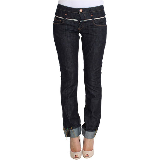 Elegant Straight Leg Dark Blue Jeans