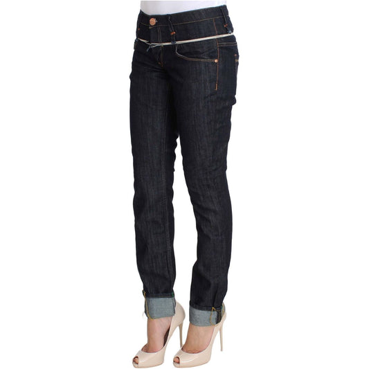 Elegant Straight Leg Dark Blue Jeans