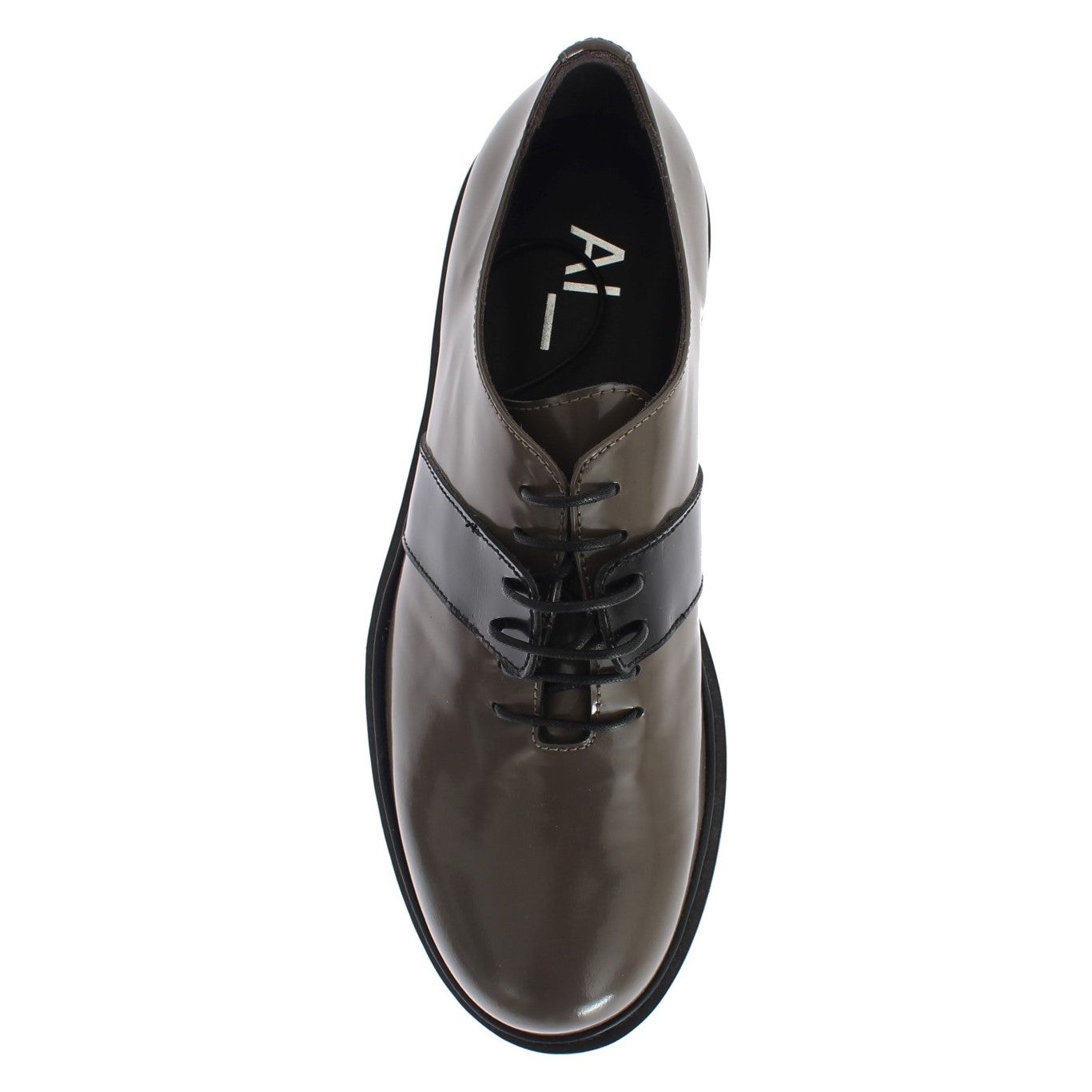 Elegant Gray Brown Leather Lace-up Shoes