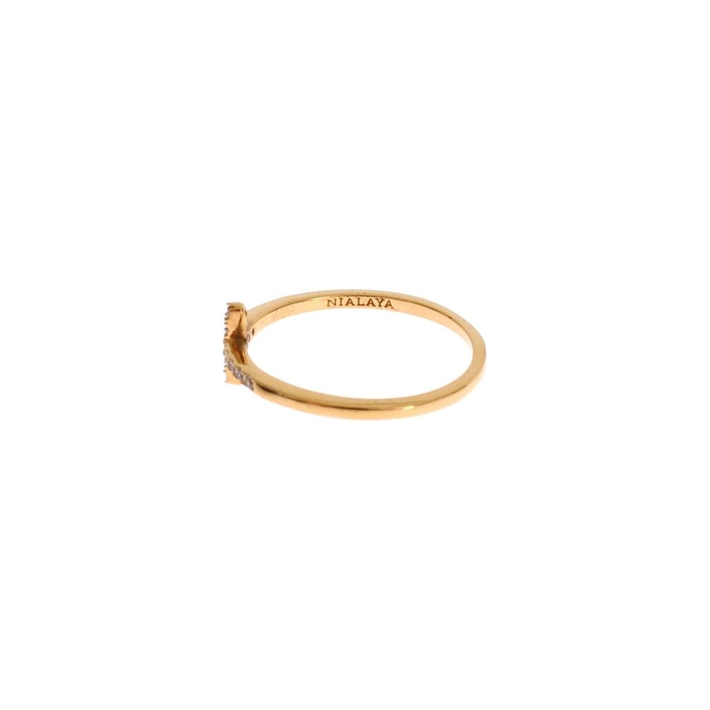 Chic Handmade Golden CZ Crystal Ring