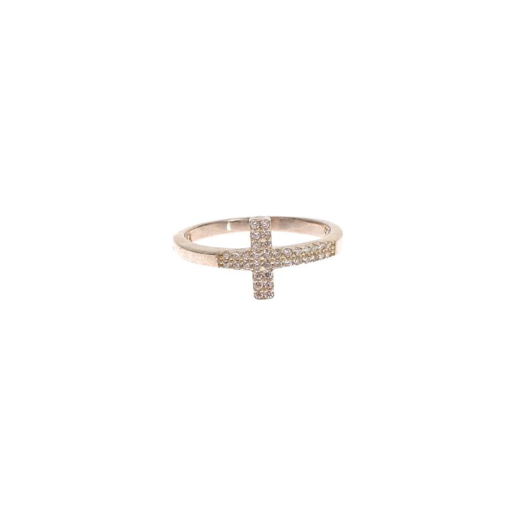 Nialaya Silver CZ Cross 925 Ring Ring