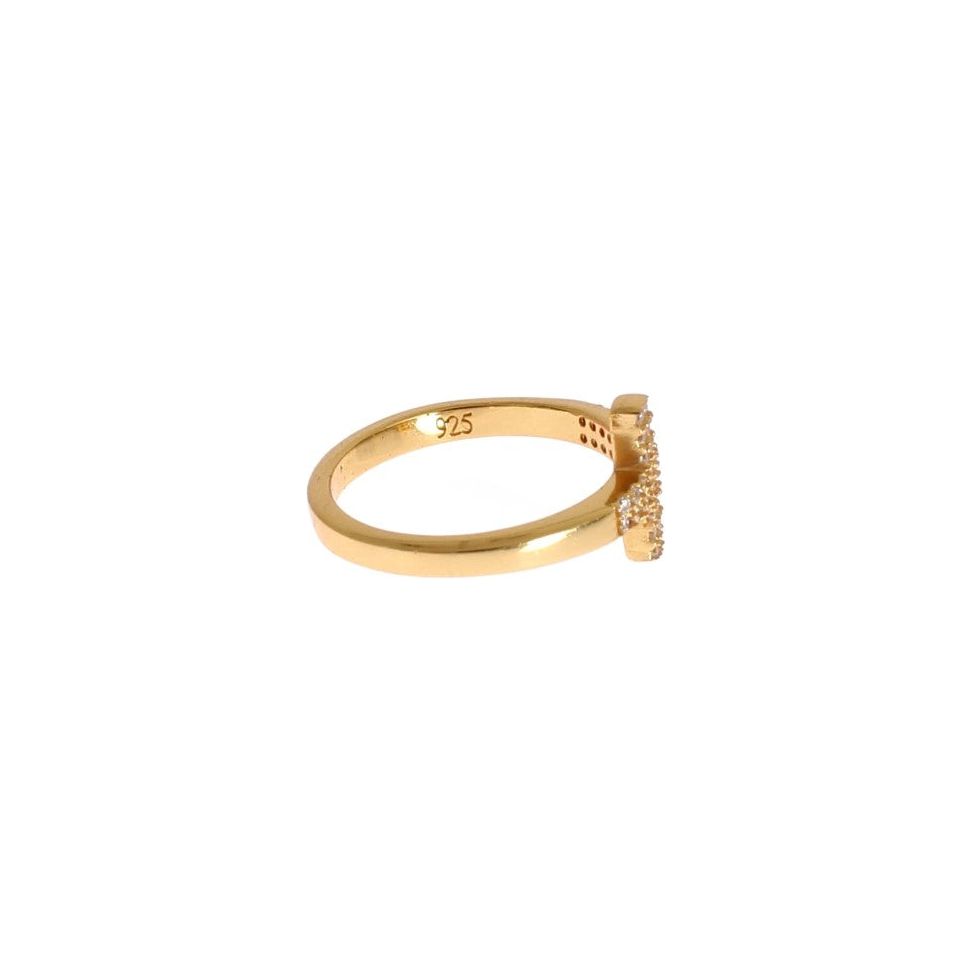 Elegant Gold Plated Sterling Silver CZ Ring