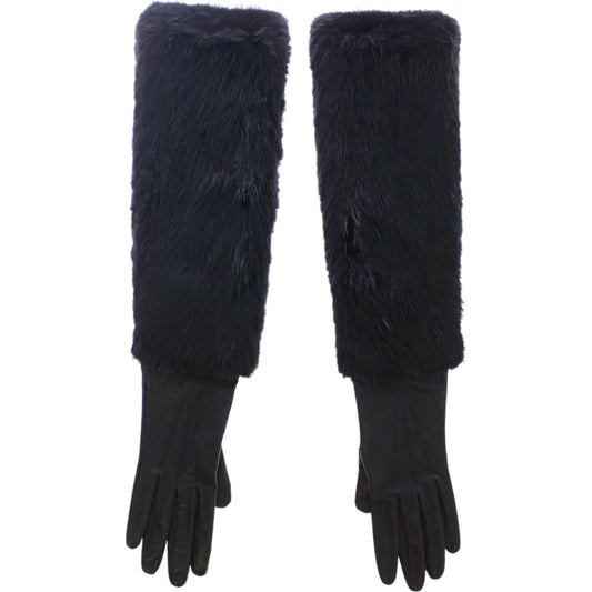 Elegant Elbow Length Leather Gloves