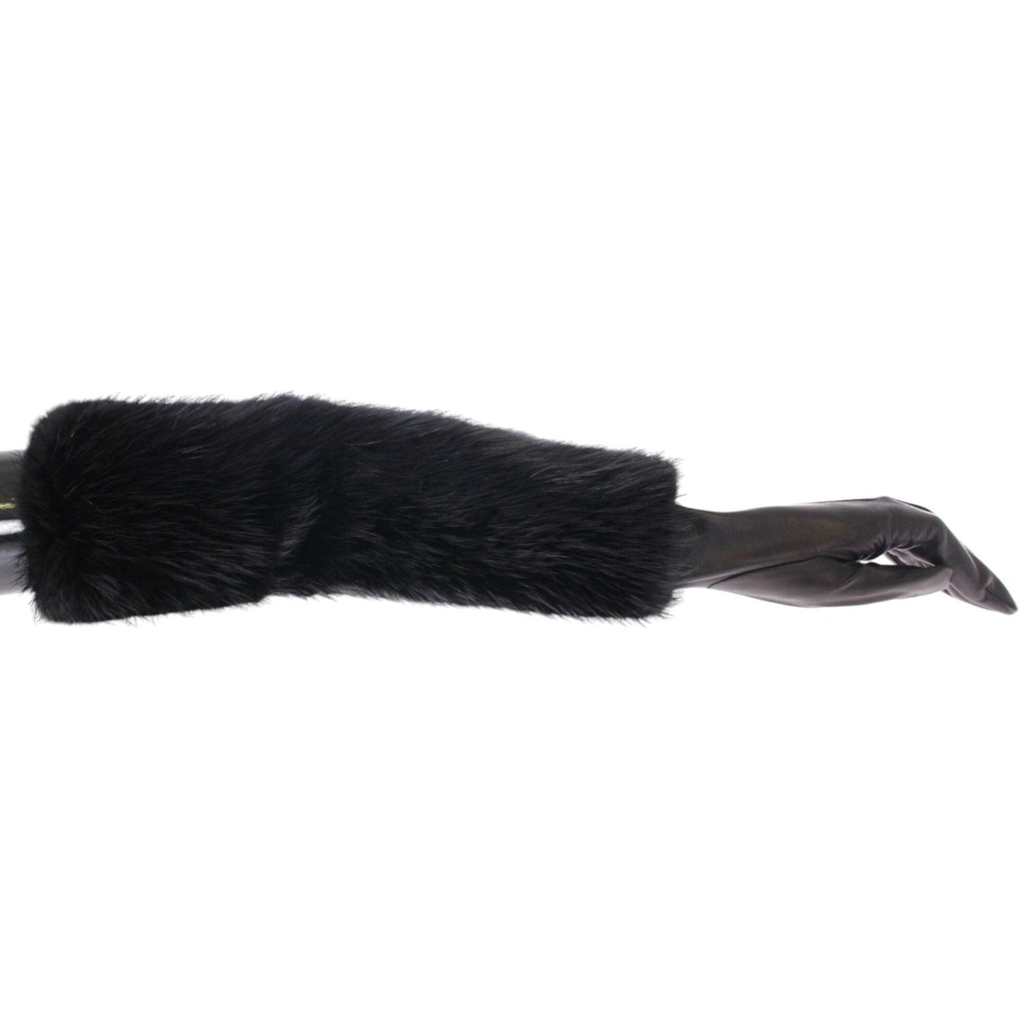 Dolce & Gabbana Elegant Elbow Length Leather Gloves black-beaver-fur-lambskin-leather-elbow-gloves