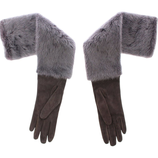 Dolce & GabbanaElegant Gray Mink Fur Leather Elbow GlovesMcRichard Designer Brands£629.00