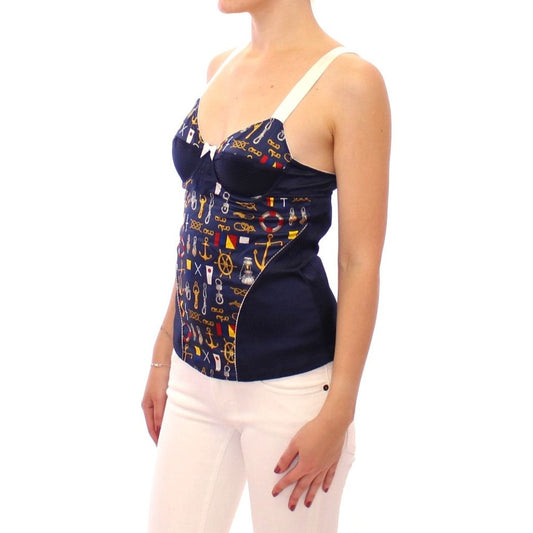 Blue Sailor Motif Stretch Tank Top