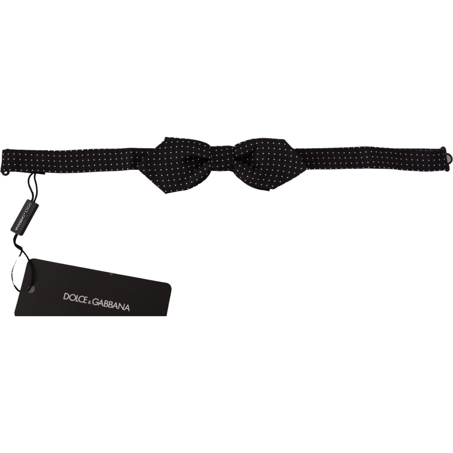 Dolce & Gabbana Black White Polka Dot Adjustable Neck Papillon Bow Tie
