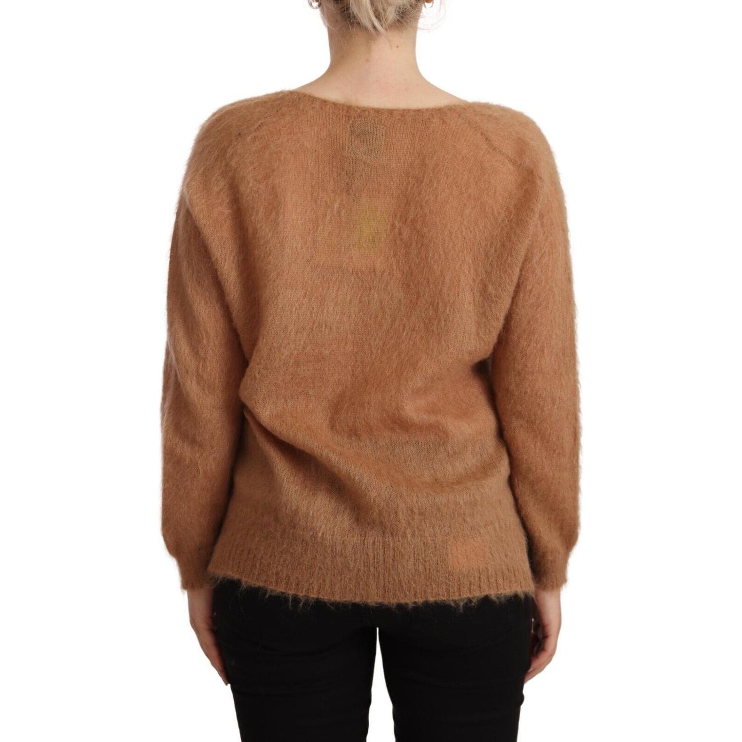 Chic Brown Knit Cardigan with Front Button Closure