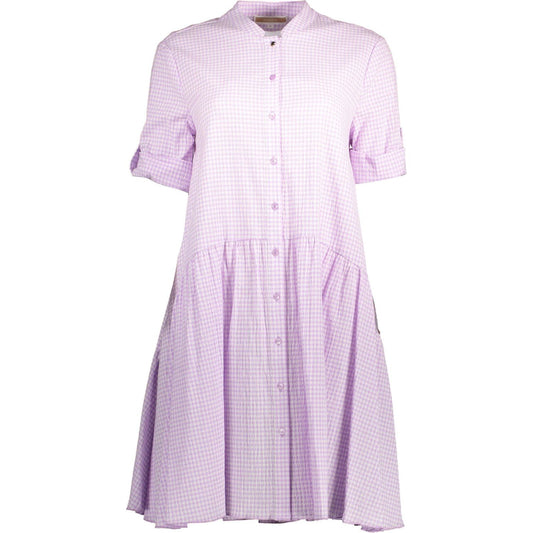 Chic Pink Cotton Dress with Versatile Sleeves