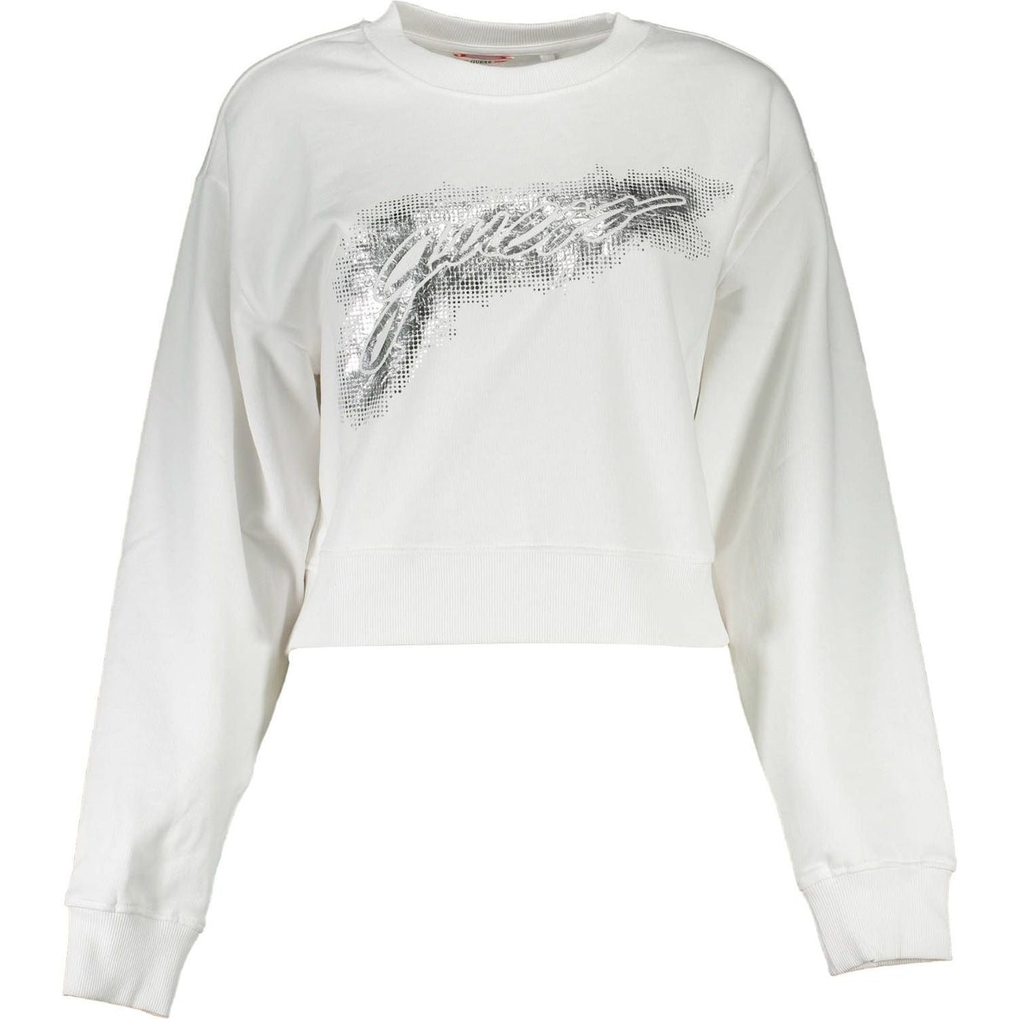 Chic White Cotton Sweatshirt with Logo Print