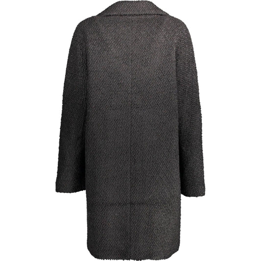 Chic Wool-Blend Black Coat with Signature Accents Desigual