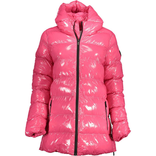 Chic Pink Hooded Jacket with Side Slits