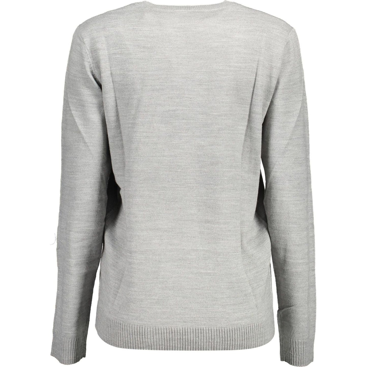 Chic Gray Crew Neck Embroidered Sweater