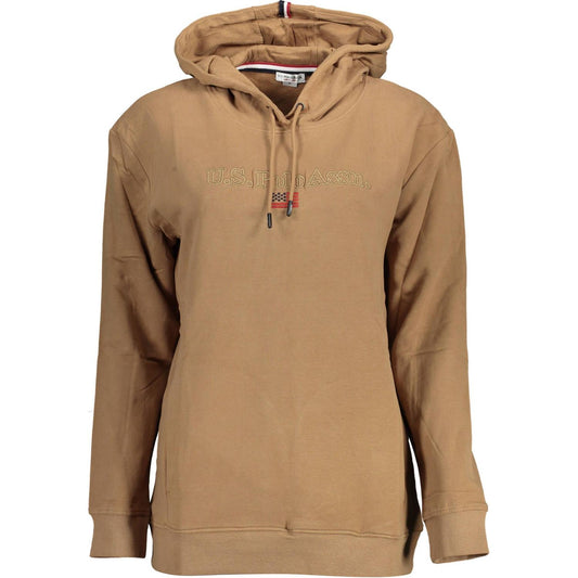 Chic Brown Embroidered Hoodie with Pockets U.S. POLO ASSN.